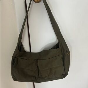 American Eagle Outfitters Olive Green Canvas Messenger Bag